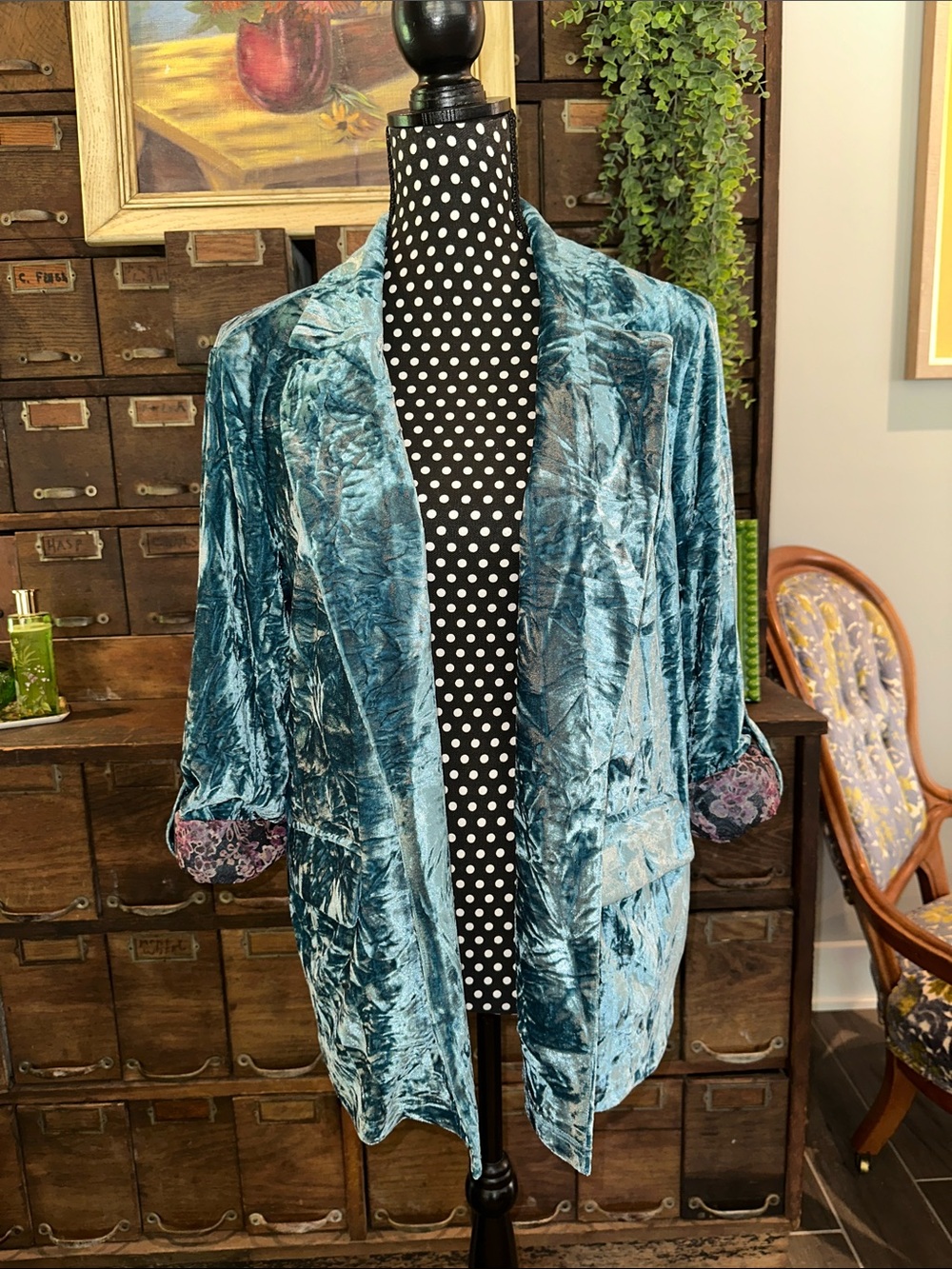 Blue Crushed Velvet Blazer/Jacket